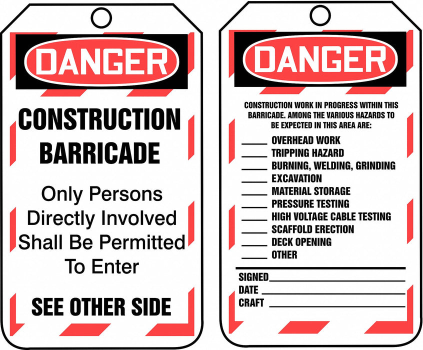 Safety Tag 5 3/4in H 3 1/4in W PK25