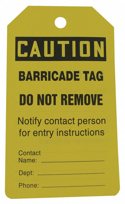 Caution Tag 5 3/4in H 3 1/4in W PVC PK25