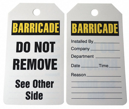 Barricade Tag 5 3/4in H 3 1/4in W PK25