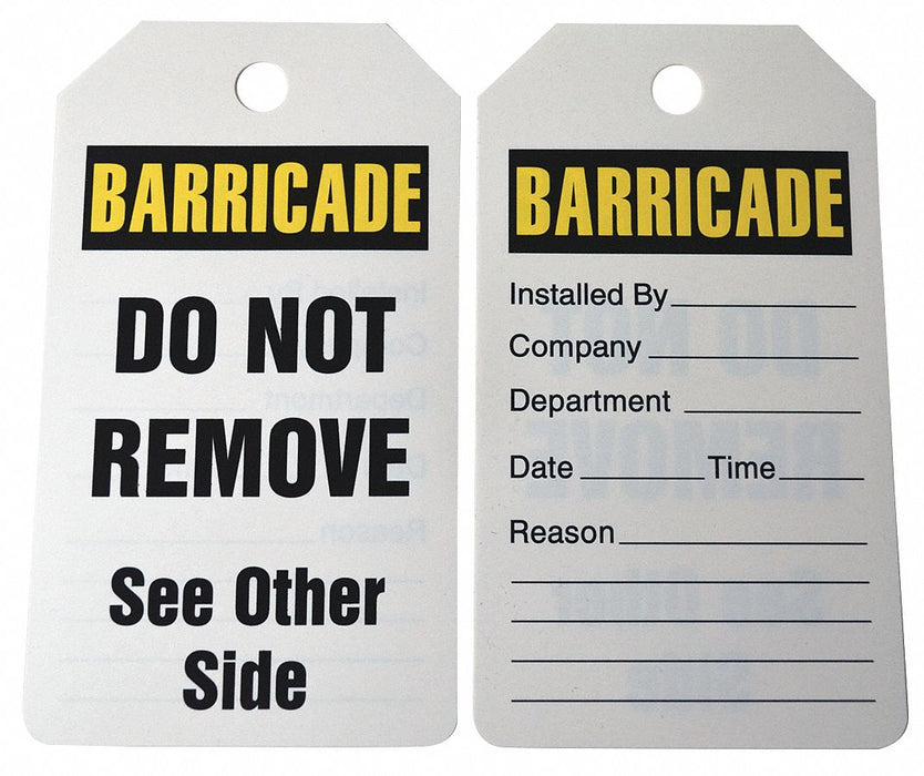 Barricade Tag 5 3/4in H 3 1/4in W PK25