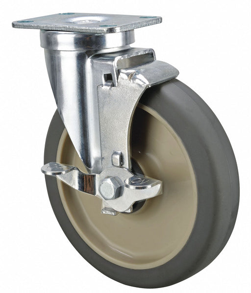Plate Caster Swivel Rubber 6 3/16 H
