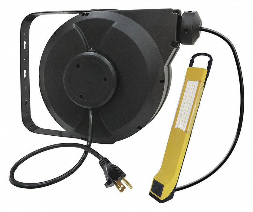 CordReelwithHandLamp Blk 40ft 16AWG