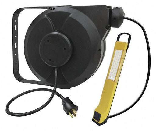 CordReelwithHandLamp Blk 50ft 14AWG