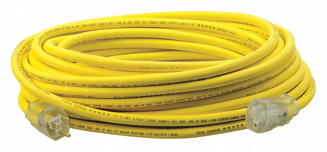 Extension Cord 50ft 12Ga 15A SJEOOW Yel