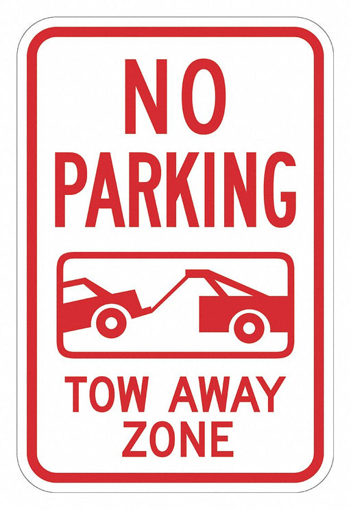 Tow Zone No Parking Sign 18 x 12 
