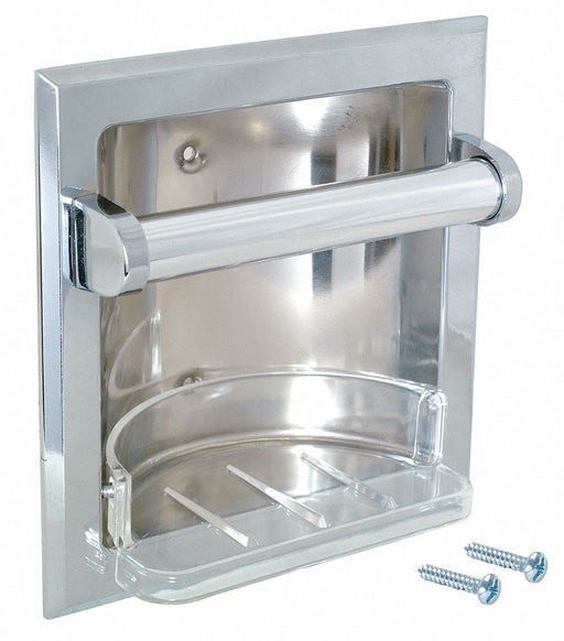 Soap and Grab Bar SS Chrome Plated 6in L