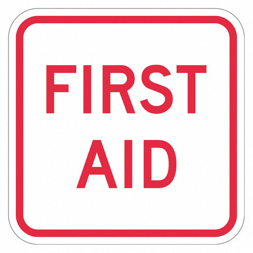 Reflective First Aid Sign 12x12in Alumin