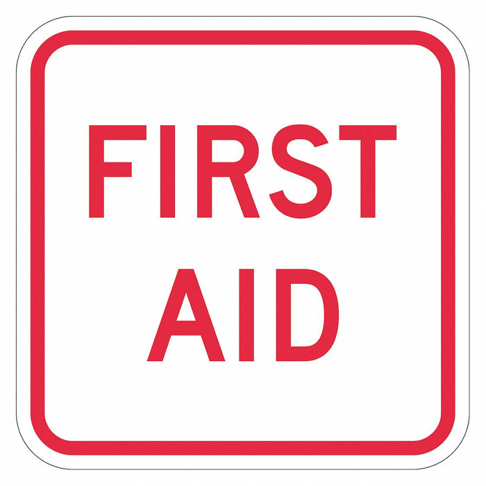 Reflective First Aid Sign 12x12in Alumin