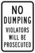 Reflective No Dumping Sign 18x12in Alum