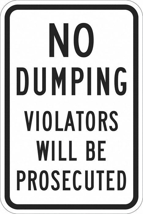 Reflective No Dumping Sign 18x12in Alum