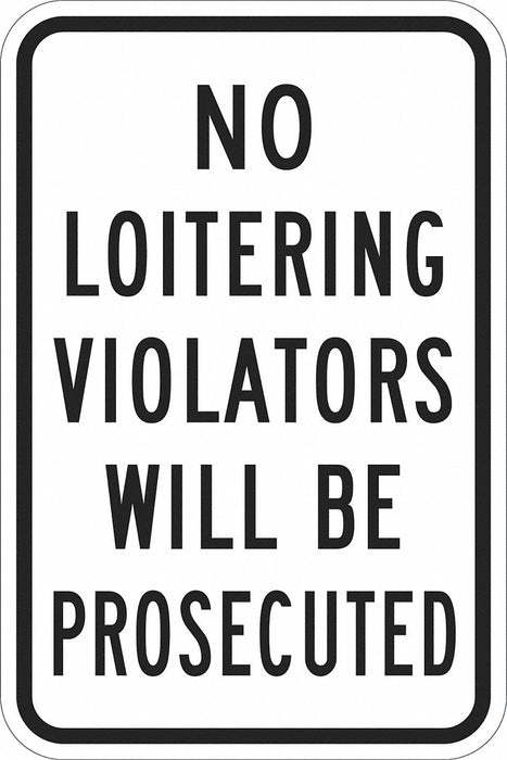 Rflctv No Loitering Sign 18x12in Alum