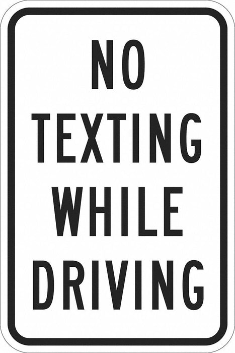 No Texting Traffic Sign 18 x 12 