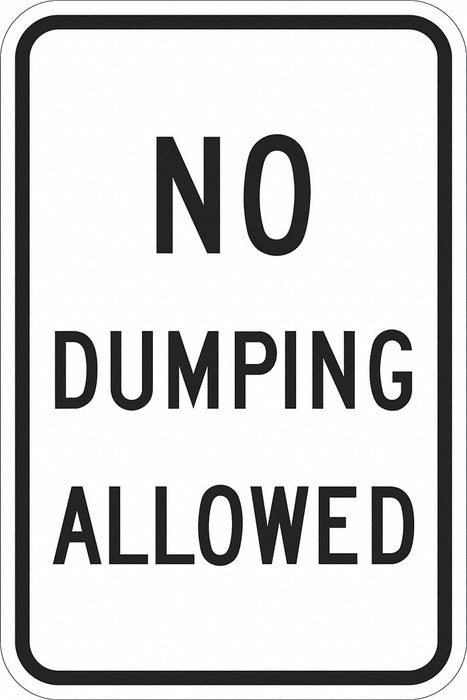Reflective No Dumping Sign 18x12in Alum