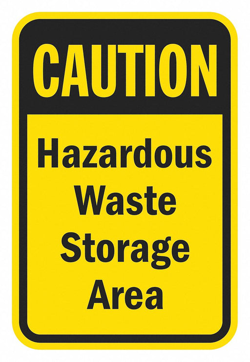 Rflctv Hazardous Waste Caut Sign 18x12in