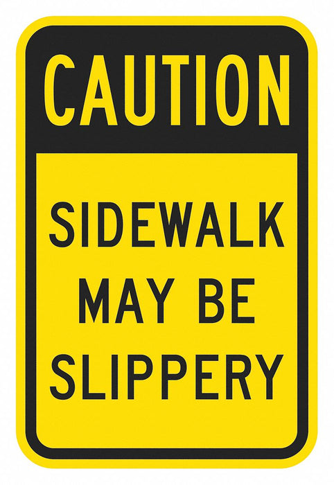 Rflctv Slippery Caut Sign 18x12in Alum