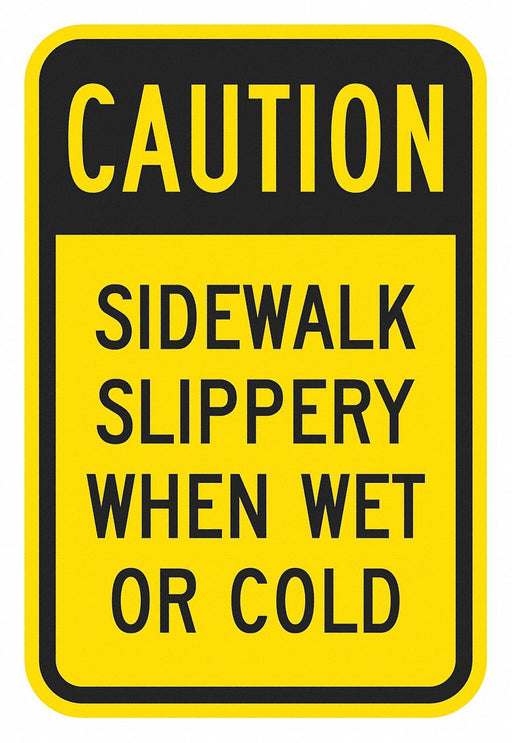 Rflctv Slippery Caut Sign 18x12in Alum