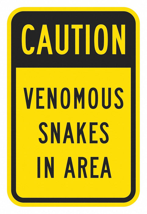 Rflctv Snakes Caution Sign 18x12in Alum