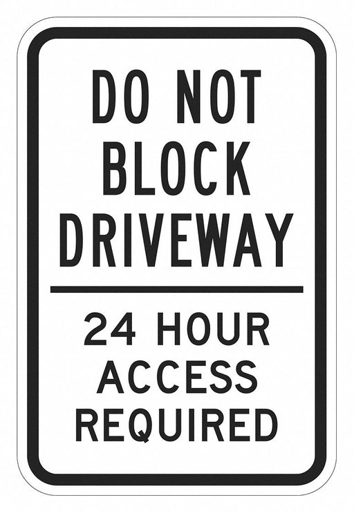 Driveway No Parking Sign 18 x 12 