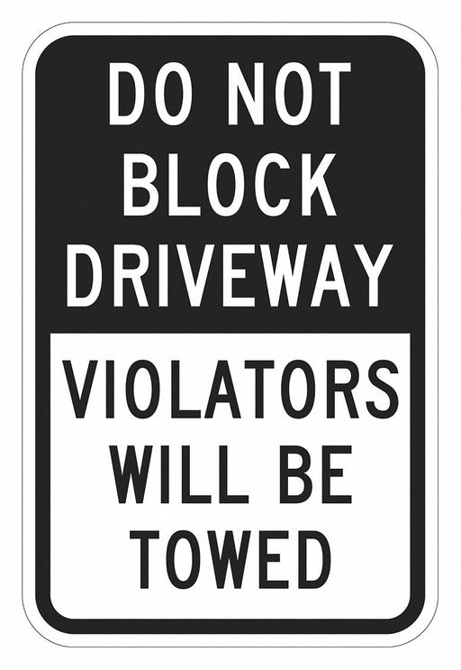Driveway No Parking Sign 18 x 12 