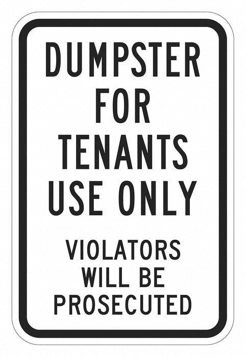 Reflective Dumpster Sign 18x12in Alumin