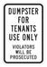 Reflective Dumpster Sign 18x12in Alumin