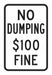 Reflective No Dumping Sign 18x12in Alum