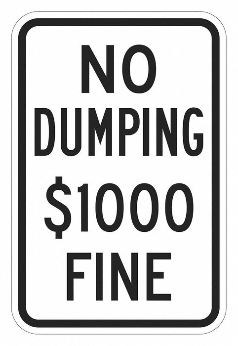 Reflective No Dumping Sign 18x12in Alum