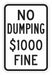 Reflective No Dumping Sign 18x12in Alum