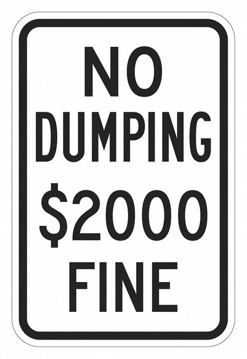 Reflective No Dumping Sign 18x12in Alum