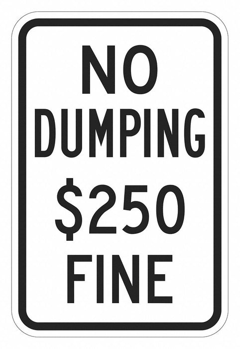 Reflective No Dumping Sign 18x12in Alum