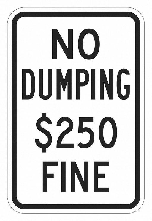 Reflective No Dumping Sign 18x12in Alum