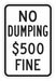 Reflective No Dumping Sign 18x12in Alum