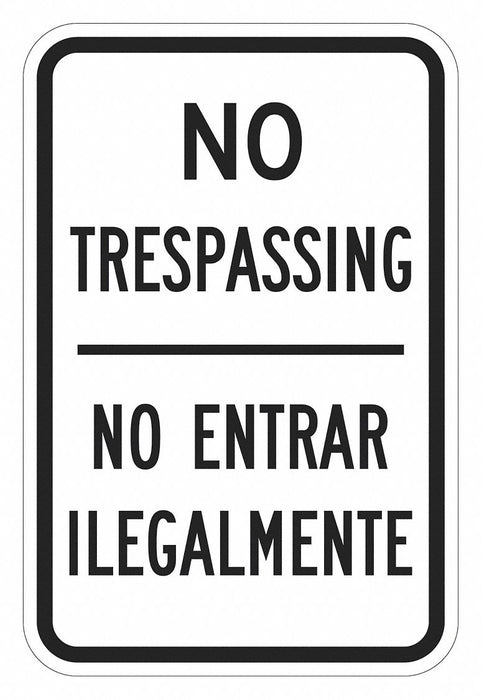 Rflctv No Trespassing Sign 18x12in Alum
