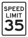 Speed Limit 35 Traffic Sign 18 x 12 