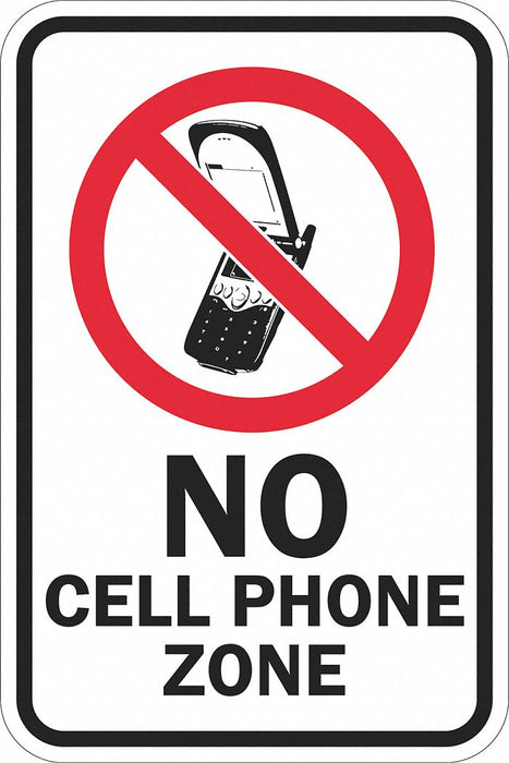 Reflective No Phone Sign 18x12in Alumin