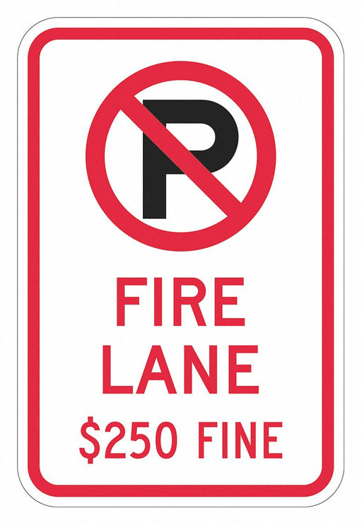 Fire Lane No Parking Sign 18 x 12 