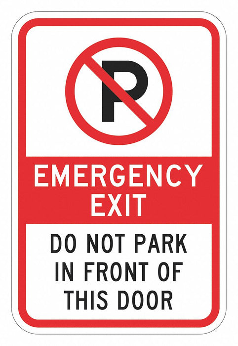 Emergency Exit Do Not Park Sign 18x12in