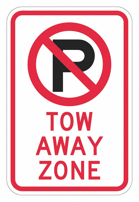 Tow Zone No Parking Sign 18 x 12 
