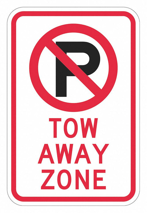 Tow Zone No Parking Sign 18 x 12 