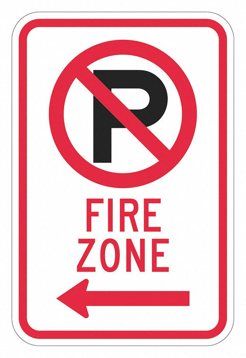 Fire Zone No Parking Sign 18 x 12 