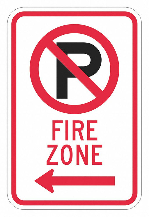 Fire Zone No Parking Sign 18 x 12 