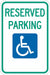 Reserved Parking Parking Sign 18 x 12 