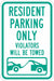 Resident Parking Sign 18 x 12 