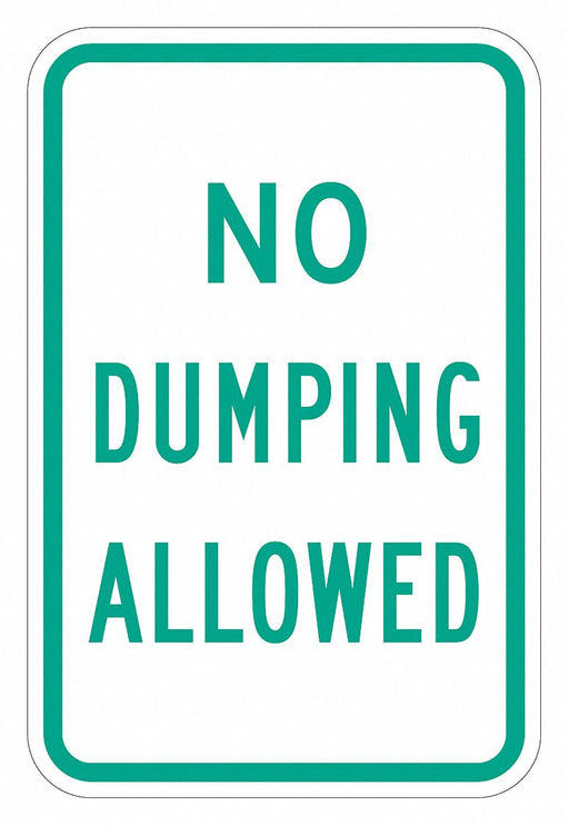 Reflective No Dumping Sign 18x12in Alum