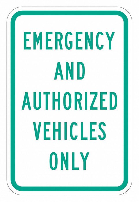 Emergency Vehicle Parking Sign 18 x 12 
