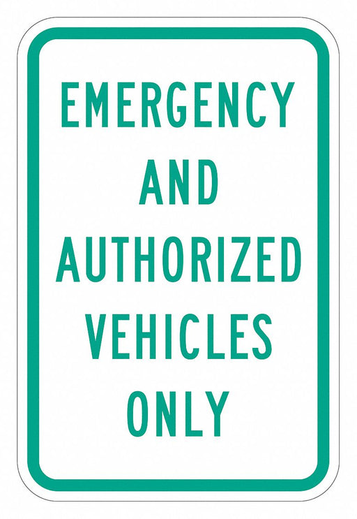 Emergency Vehicle Parking Sign 18 x 12 