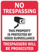 Rflctv No Trespassing Sign 18x12in Alum