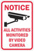 Rflctv Surveillance Notice Sign 18x12in
