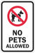 Reflective No Pets Sign 18x12in Aluminum