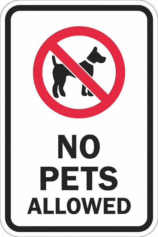 Reflective No Pets Sign 18x12in Aluminum